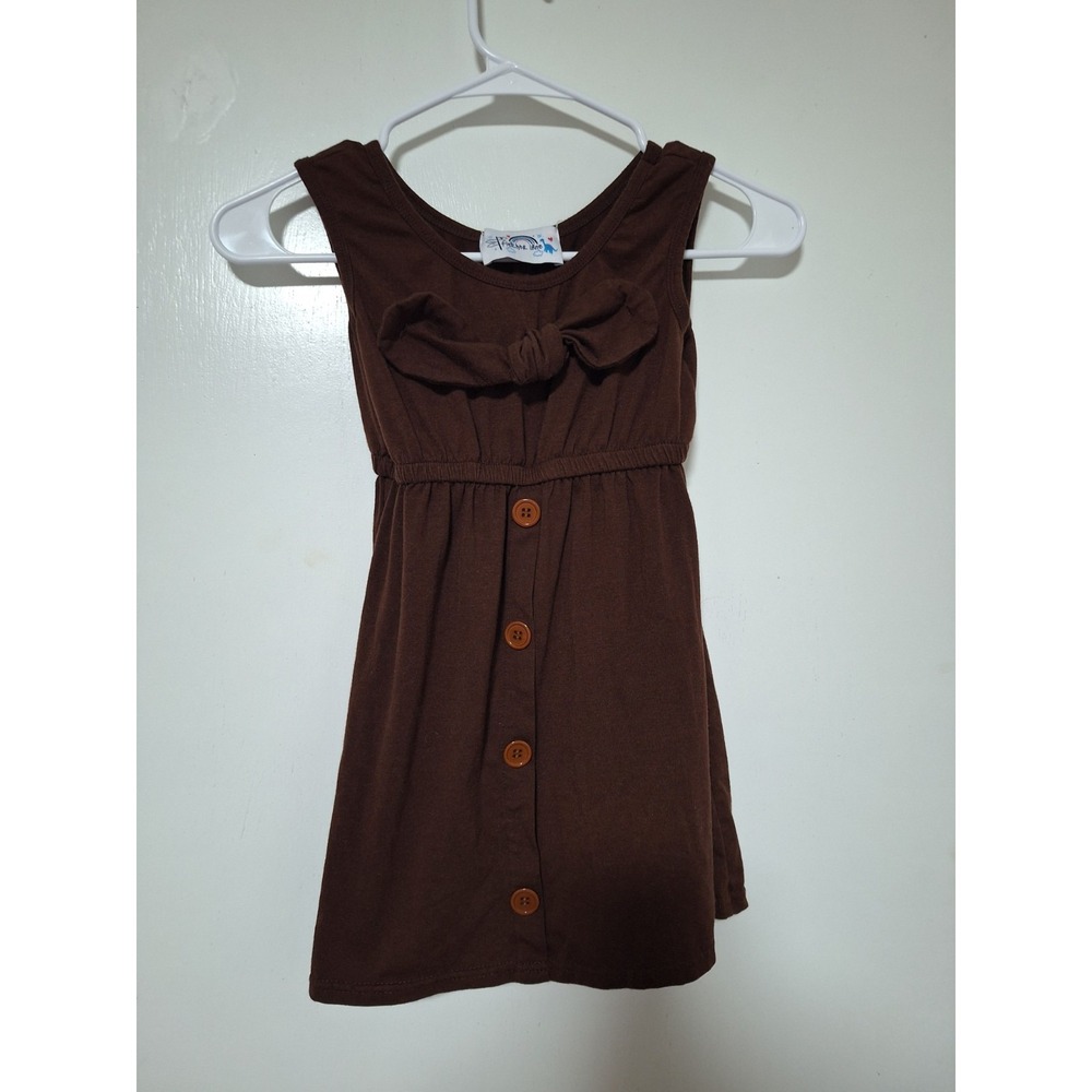 Fletcher Lane Girls Brown Knot Front Dress Size 10 12 Button Accent Tank Knit
